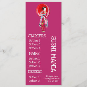 Menú sushi de restaurante japonés de sushi