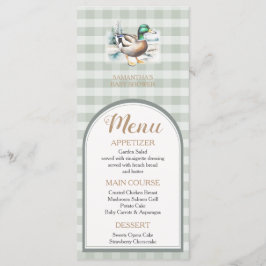 Menú Sweet Little Duckling Mallard Gingham Baby Shower