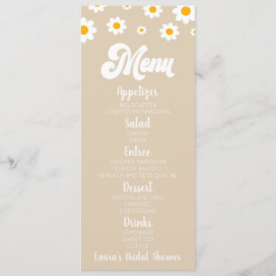 Menú Tan retro Daisy Flor Bridal Ducha de novia Comida