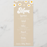 Tan Retro Daisy Flower Baby Shower Food