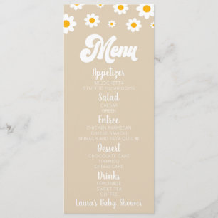 Menú Tan Retro Daisy Flower Baby Shower Food