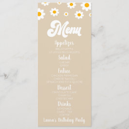 Menú Tan Retro Daisy Flower Flower Party Food