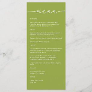 Menú Té verde ・ Boda de escritura Minimalista moderna