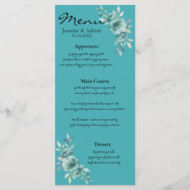 Menú Teal Whisper Blooms Wedding