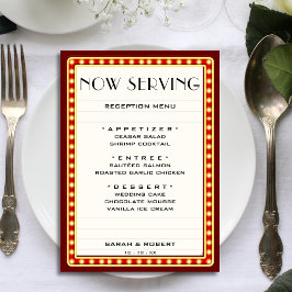 Menú Teatro de cine retro Marquee Rótulo Boda rojo