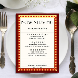 Menú Teatro de cine retro Marquee Rótulo Boda rojo