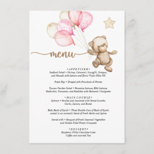 Menú Teddy Bear Baby Bear Baby Shower