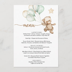 Menú Teddy Bear Baby Bear Baby Shower