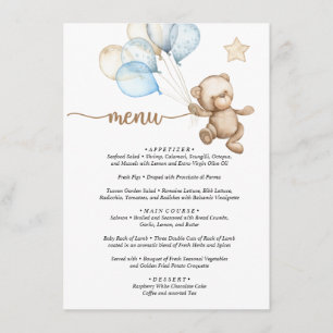 Menú Teddy Bear Baby Bear Baby Shower