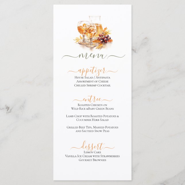 Menú Tema de celebración de festividades de comida y be (Anverso)