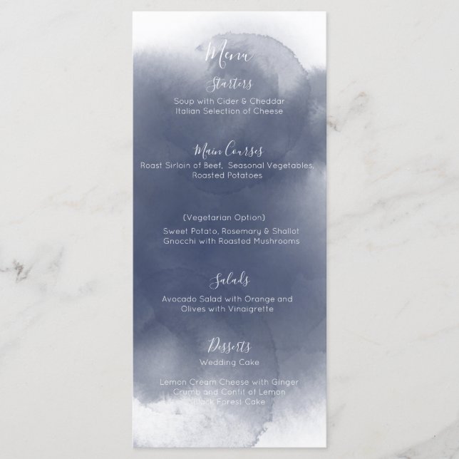 Menú Tema de la acuarela azul (Anverso)