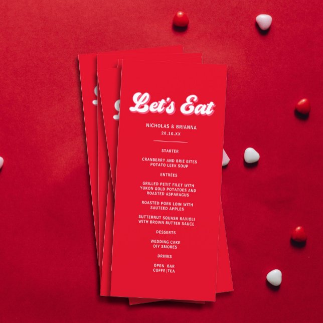 Menú Tema del Boda rojo y rosa | Valentine Boda (Subido por el creador)