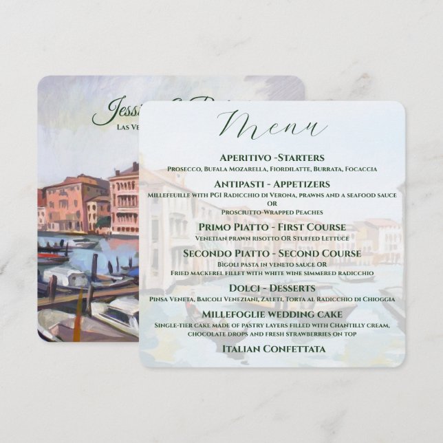Menú Tema italiano - Boda veneciano (Anverso / Reverso)