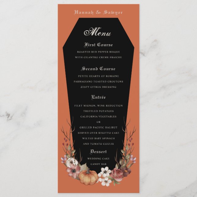 Menú Terracota de la fiesta de la boda de los vampiros  (Anverso)