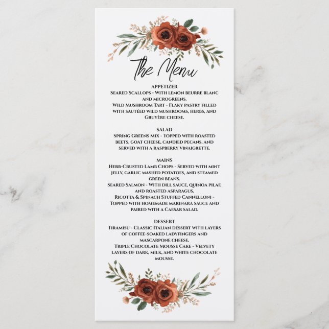 Menú Terracota Malhumorada Floral Boho (Anverso)