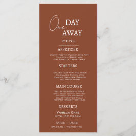 Menú Terracota mínima a un día de la cena de ensayo