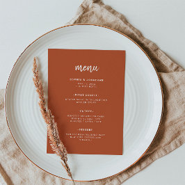 Menú Terracota moderna de escritura Minimalista | BODA