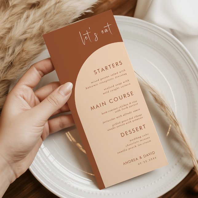 Menú Terracota y Cream Boho Arch Comamos Boda (Subido por el creador)