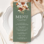 Menú Terracotta Floral Flor silvestre Sage Green Boda<br><div class="desc">Carta elegante con hermosas flores silvestres rústicas y tipografía moderna.</div>
