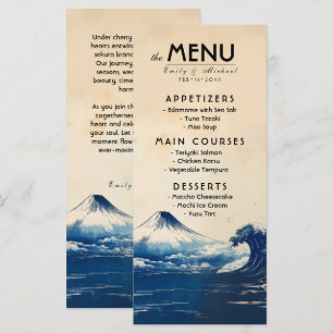 Menú + texto encantador Armonía japonesa con Fuji