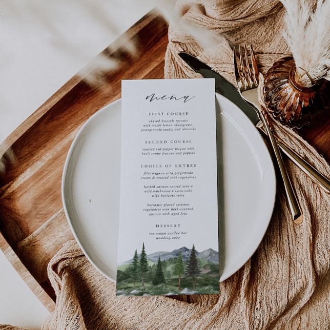 Menú Timberline | Boda de acuarela de los bosques de mo (Subido por el creador)