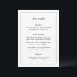 Menú Timeless Black and White Guest Name Wedding<br><div class="desc">Elegant wedding menu featuring a simple design with serif and script fonts inside of a border.  Use the template to add the name of each guest and skip the place cards.</div>