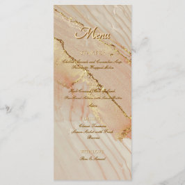 Menú Tinta Alcohol Rosa Brillo Dorado Elegante Plano Me