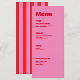 Menú Tipografía audaz, bodas rosadas y rojas