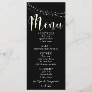 Menú Tipografía Crema 30 sobre Negro, Luces Tenues, Men