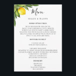 Menú Tipografía de moda Limón de acuarela rústica<br><div class="desc">Diseño de tipografía de moda con limones y hojas de acuarela rústica,  carta de menú con guión. En la parte posterior de la tarjeta de menú,  se ofrece una disposición de limón y hoja a juego.</div>