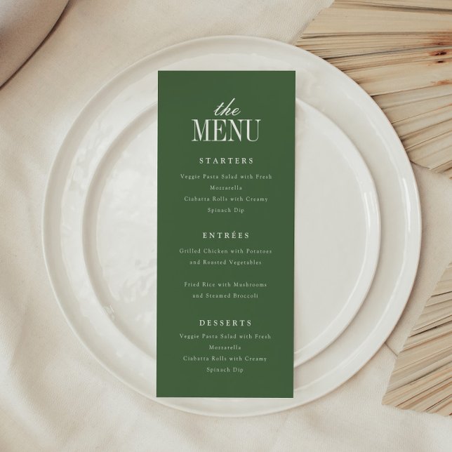 Menú Tipografía elegante moderna boda verde oliva (Subido por el creador)