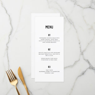 Menú Tipografía mínima moderna Boda blanco negro