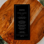 Menú Tipografía minimalista | Cena Boda negra oscura<br><div class="desc">Esta tipografía minimalista es perfecta para un simple boda. El moderno diseño romántico presenta una tipografía clásica en blanco y negro. Personalizable de cualquier color. Mantenga el diseño simple y elegante, tal como está, o lo personaliza añadiendo sus propios gráficos y obras de arte. Este menú se puede utilizar para...</div>