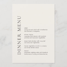 Menú Tipografía Moderna Bodas Elegantes Beige