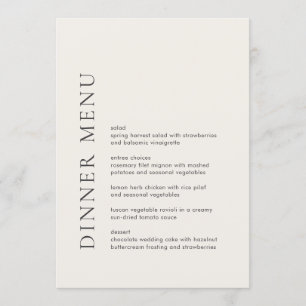 Menú Tipografía Moderna Bodas Elegantes Beige