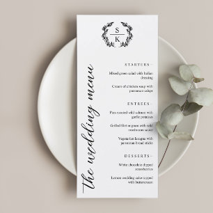 Menú Tipografía Monograma de Corona de Laurel Boda