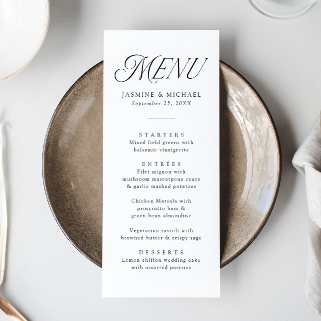 Menú Tipografía Negra Moderna y Elegante para Boda (Subido por el creador)