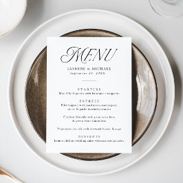 Menú Tipografía Negra Moderna y Elegante para Boda