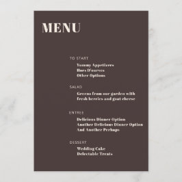 Menú Tipografía Negrita Personalizada Marrón Minimalist