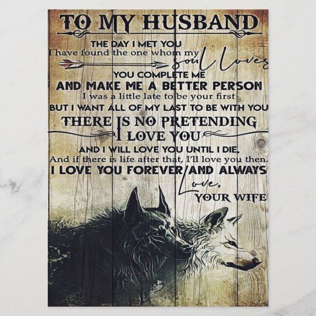 Menú To My Husband Decor | To My Husband Letter  (Anverso)