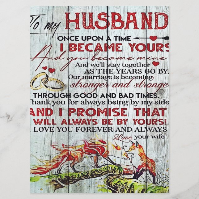 Menú To My Husband Gift | Letter For Him | (Anverso)