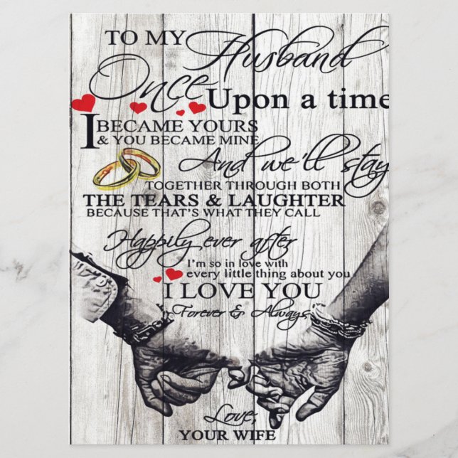 Menú To My Husband Letter, Love Quotes Gift (Anverso)