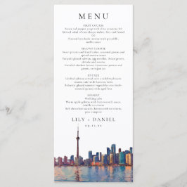 Menú Toronto Skyline Watercolor Destination Wedding