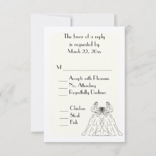Menú tradicional Lésbico Blanco Boda Elección RSVP