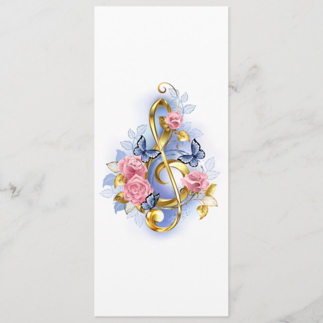 Menú Treble clef with Pink Roses (Anverso)