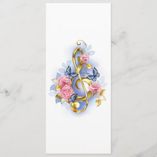 Menú Treble clef with Pink Roses