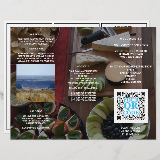 Menú Tri-Fold de Guay con código QR para empresas (Anverso / Reverso)