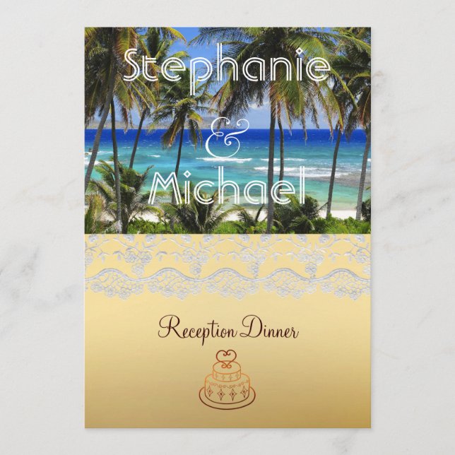 Menú tropical de la cena de boda del destino (Anverso)