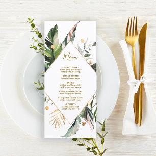 Menú Tropical Foliage Wedding Gold & Green