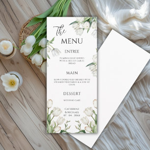 Menú Tulipanes Blancos Flor Elegante Boda